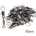 JSFUN 5 Size 100pcs/Pack Swivels Fishing Connector Pin Bearing Rolling Swivel Snap Fastlock Clips Fishhook Fishing Tackle.