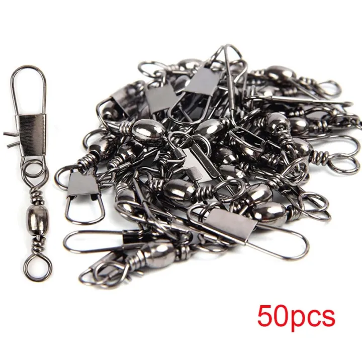 JSFUN%205%20Size%20100pcs/Pack%20Swivels%20Fishing%20Connector%20Pin%20Bearing%20Rolling%20Swivel%20Snap%20Fastlock%20Clips%20Fishhook%20Fishing%20Tackle%20-%20Image%204