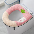 Home new cartoon toilet cover plus velvet toilet seat cover thickened zipper cartoon toilet mat to protect pregnant women confin.
