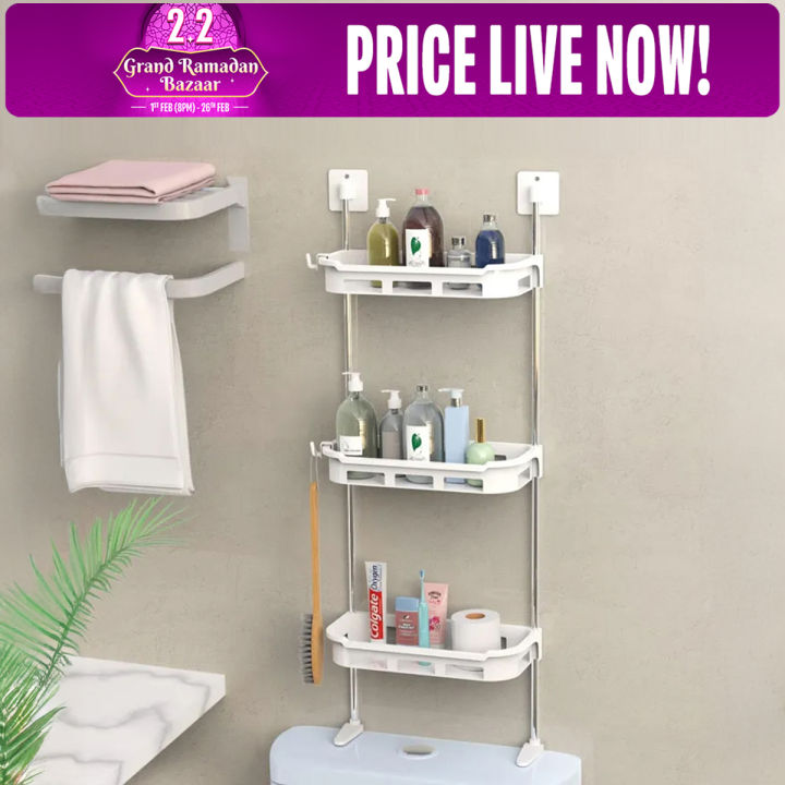 3-Tier Multifunctional Wall Hanging Storage Rack - Kitchen & Bathroom ...