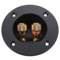 Black Brand New Speaker Terminal Connectors Round Boxes with 2 Banana Jack Gilded Subwoofer Stereo Plug Spring Cup Connection. 