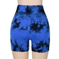 Women Tie Dye Sports Shorts Seamless Slim Leggings Gym Workout Running Seamless Sexy Hip Liftting High Waist Stretch Yoga Shorts. 