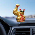 1Pc Big Muscle Arm Lucky Cat Figurine Collectible Resin Crafts Feng Shui Decoration for Desk Counter Store Bookcase Modern Shelf. 