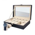 WELLZONE 2/3/4/5/6/10/12 Posistions Classic PU Leather Watch Display Box With Lock Dustproof  Watches Storage Case Collector. 