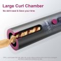 Cordless Automatic Curling Iron Rechargeable Auto Curlers with 5 Temps & Timers, Heat Insulation Chamber, LCD Screen, Auto Shut-Off, Suitable for Short & Long Hair Styling - Grey&Magenta. 
