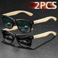 2PCS Fashion Classic Bamboo Wood Sunglasses Men Women Driving Fishing Colorful Trendy Lightweight Outdoor Goggles. 