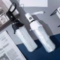 Foldable transparent umbrella fully automatic transparent three-fold sunny umbrella student simple sunny umbrella supplies. 