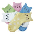 5 Pairs Cartoon Cat Patterned Girls Socks Soft Comfortable Cotton All-Season Children's Socks Daily Wear Socks. 