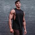Plain Mens Running Vests Cotton Side Cut Off Sportswear Summer Gym Tank Tops Bodybuilding Sleeveless Shirt Fitness Clothing.