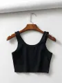 sexy women summer crop tops sleeveless short cotton u collar knitted bar. 