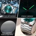 POEDAGAR 930 Men's Luxury Stainless Steel Quartz Watch – Luminous Dial with Date & Day Display. 