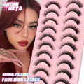 GROINNEYA Natural Long 10 Pairs 3D Mink False Eyelashes Fake Lashes Makeup Kit Mink Lashes Cat Eye lashes Short Eyelashes. 