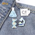 4pcs Science Enamel Pin Microscope Beaker Chemical Molecular DNA Biological Experimental Tool Metal Brooches Badges for Backpack. 