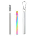 Reusable Telescopic Straw 304 Stainless Steel Metal Straw With Cleaning Brush Portable Drinking Straw Set For Travel With Case. 