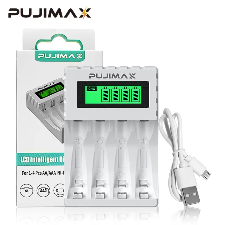 PUJIMAX%204%20Slots%201.2V%20Smart%20Battery%20Charger%20LCD%20Display%20For%20AA/AAA%20NiCd%20NiMh%20Rechargeable%20Battery%20Portable%20Fast%20Charging%20Adapter%20-%20Image%202