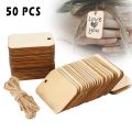 50Pcs Unfinished Nature Wood Slice Gift Tags Blank Wooden Hanging Label With Rope for Wedding Party Christmas Decor DIY Crafts. 