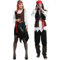 Pirate Cosplay Carnival Halloween Caribbean Pirates Couple Costume Captain Huntress Clubwear Play Suit Cosplay Fancy Party Dress. 