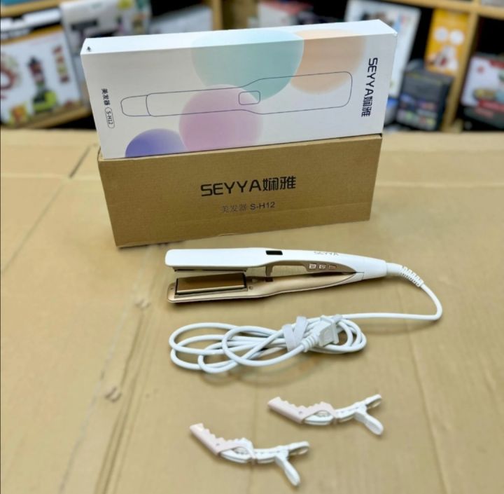 Amazon Lot Seyya Hair Straightener 220°C Heat, 360° Rotating Wire, 2 Hair Clips, Perfect for All Hair Types, Professional Styling, Smooth Finish, Reliable Imported Quality, Fast Heat-Up, Lightweight, Easy to Use, Frizz Control, Durable, Best Styling Tool.
