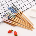 Anti-skid Handmade Bamboo 5 Pair Set Reusable Japanese Style Natural Wood Chopsticks Food  Multi Color Wooden Chopsticks Set. 