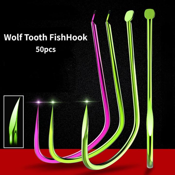 50pcs Competitive Wolf Tooth Fish Hook Triangular Tooth Fish Hook Without Barb SHIN KANTO Crucian Carp Fish Hook