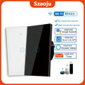 Works With Tuya APP US WiFi Smart Wall Switch RF433 1/2/3 Gang No Neutral Wire Touch Sensor LED Light Switches Smart Home Alexa. 