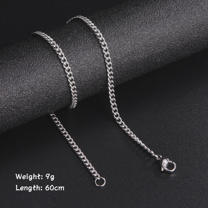 Skyrim Fashion 60cm Long Box Chain Necklace Men Stainless Steel Black ...