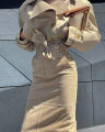 ETJ 2025 new women's British wind trench coat style double-breasted long sleeve belt lapel jacket short coat.
