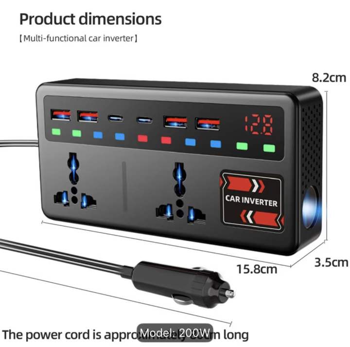 Car%20Inverter,%2012V%7C24V%20to%20110V/220V,%20High-Power%20Fast%20Charging,%20Universal%20Socket%20extension%20plugs%20for%20Cars/Trucks,%204%20USB%202%20PD%20Fast%20charging%20Power%20Converter%20with%20Voltage%20Display,%20200W,%20Suitable%20for%20Mobile%20Phones,%20Computers,%20Etc%20-%20Image%202