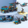 Mini size 6 In 1 Building Blocks DIY Police Car Fire Truck Castle Model Bricks Kids Educational Toys s.