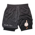 Cartoon Duck Print Men's Shorts Summer Double Layer Letter Print Quick Drying Pants Fitness Tracksuit Beach Short Pants RL0358.