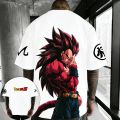 Dragon Ball Anime Oversized Cotton T-shirt 2026 Summer New Vegeta Super Saiyan 4 Printed Men's Street Hip Hop Loose Casual Top. 