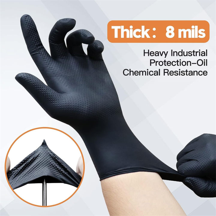 Industrial%20Black%20Nitrile%20Gloves%208mil%20Heavy%20Duty%20Disposable%20Gloves%20with%20Diamond%20Textured%20Latex%20Free%20Mechanic%20Tattoo%20Auto%20Gloves%20-%20Image%203