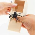 Tricky Toy Simulation Spider Wooden Box Spoof Insect Spider Box Creative Haunted House Horror Scene Layout Small Wooden Box.