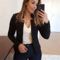 Women Thin White Blazers Autumn 2024 Female Summer Blazer Long Sleeve Open Stitch OL Womens Slim Coats Femme Ladies Black Tops. 
