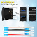 Marine Rocker Switch 12V 20A 3 Position ON Off ON Latching DPDT 7 Pin 3 Way Car Toggle Switch Blue LED Light with Wire. 
