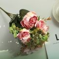 Retro Silk Red Artificial Rose Flowers DIY Autumn Wedding Home Decoration Fake Peony Hydrangea Bride Bouquet. 