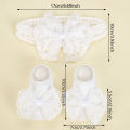 3Pcs/Set Cream Lace Baby Headbands&Socks Newborn Princess Girls Wide Rhinstone Pearl Eastic Hairbands Kids Headwear Photo Props. 