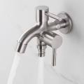 Silver 2 way faucet, multi-purpose faucet, stainless steel faucet, double tap, washing machine, faucet, water faucet, faucet 2 way. 