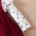 2PCS Newborn Baby Princess Dress Ruffle Long Sleeves Bodysuit+Red Strap Skirt for 0-18 Months Infant Girl Birthday Party Outfits. 