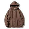 Loose casual American BF hoodie jacket light gray simple solid color cardigan trendy men's autumn new style. 
