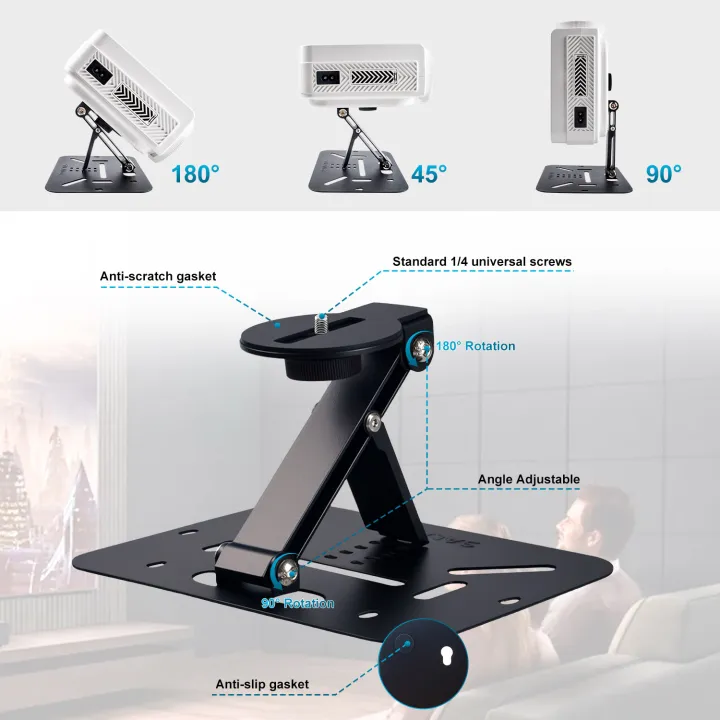 Projector%20Stand%20Table%20Foldable%20Desktop%20Mount%20Ceiling%20180%C2%B0%20Adjustment%20Universal%201/4"%20Screw%20For%20Most%20Mini%20Projectors%20-%20Image%204