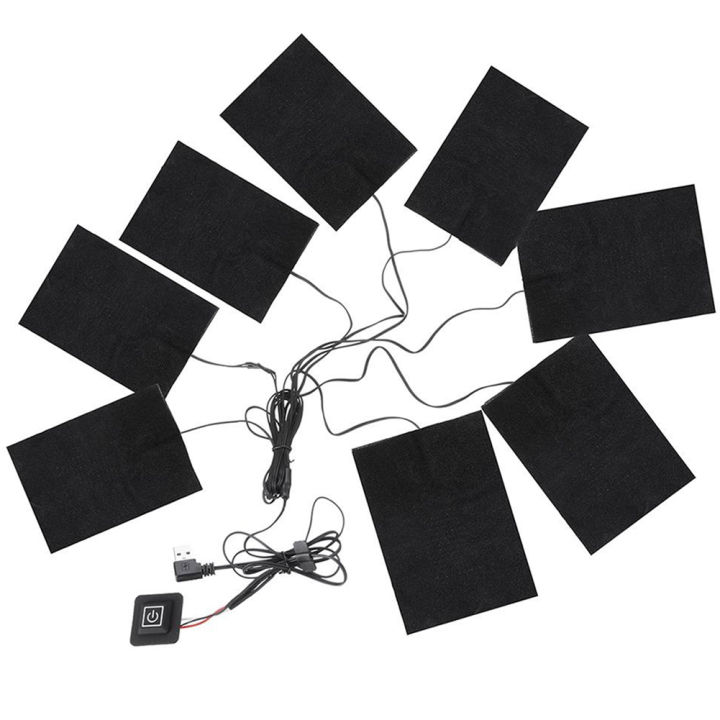1 Set DIY USB Electric Heated Jacket Heating Pad Thermal Warm Winter Heating Vest Pads For Outdoor Heated Clothing 8/5 Sheets