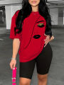 Womens Sports  Neck Short Sleeve T-shirt Top  with Medium Stretch Polyester Fabric. 