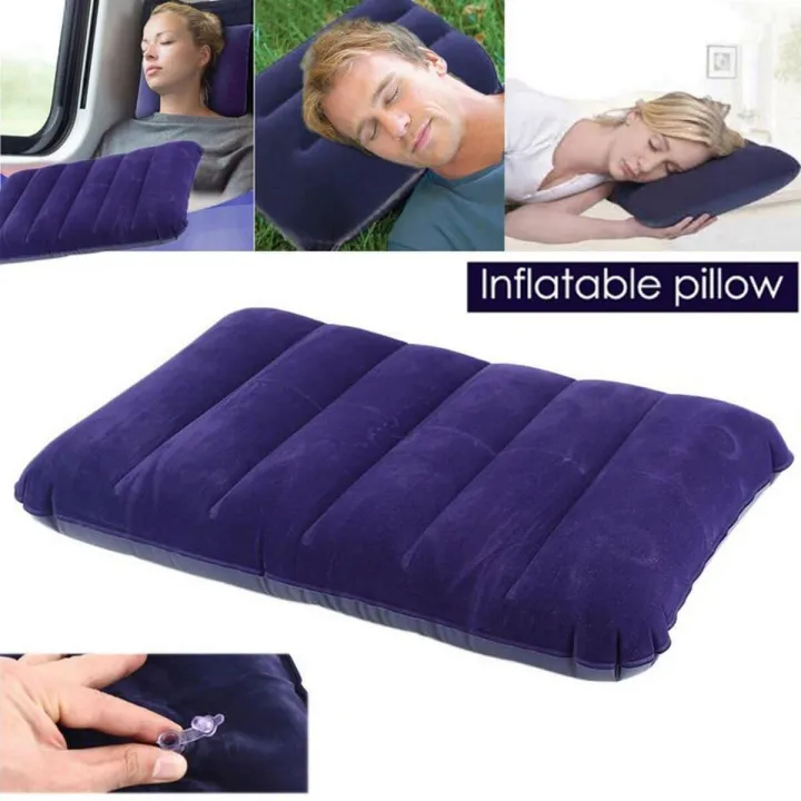 Inflatable Velvet Blow Up Travel Air Pillow