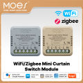 MOES Smart Curtain Switch Module Tuya WiFi ZigBee Mini Type for Rocker Reset Switch Remote APP Control Alexa  Home. 