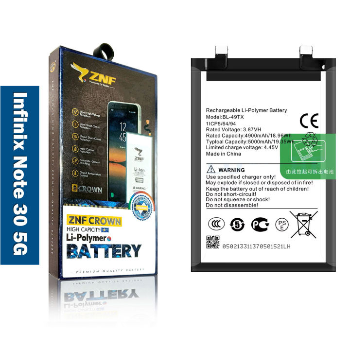 Battery Infinix Note/note 30 Infinix Note 30 5G High Capacity Battery BL-49TX – Genuine ZNF 5000mAh ...