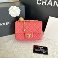 Chanel mini 7 lamb skin gold hardware. 