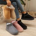 Classic one-step snow boots with thick soles, lined and padded for warmth, versatile cotton short boots. 