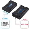 1080P SCART To HDMI-compatible Video Audio Converter Adapter with USB/EU Power Cable  for TV DVD Sky Box Plug and Play DC Cable. 