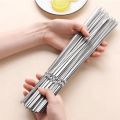 50Pcs Reusable Stainless Steel Barbecue Skewer with Wooden Handle BBQ Skewers Kebab Iron Stick for Outdoor Camping Picnic Tools. 